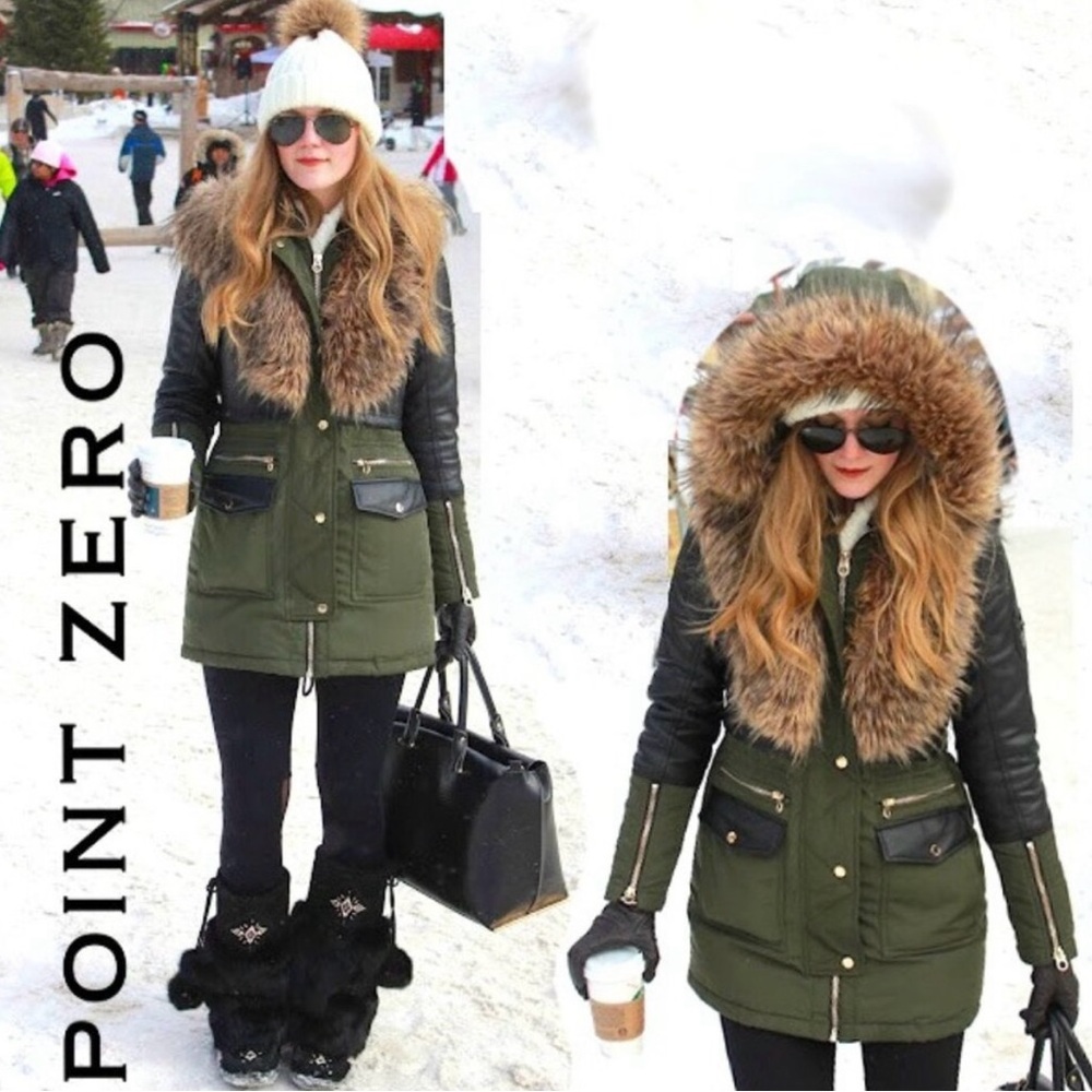 Point zero faux fur trim hooded anorak